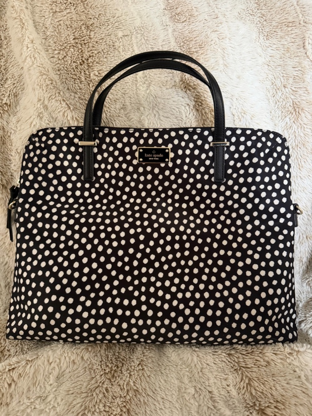 kate spade Black and White Polka Dot Laptop Tote